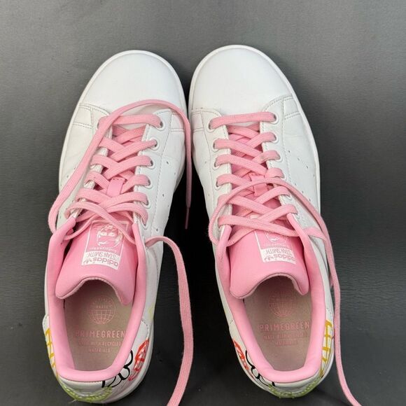Adidas Stan Smith 'Doodle - White Pink' athletic sneaker shoes womens size 8.5 - Picture 6 of 8